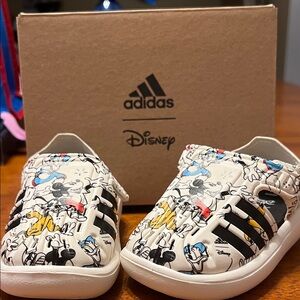 Adidas Kids Sneakers - White with Black and Yellow Disney Design